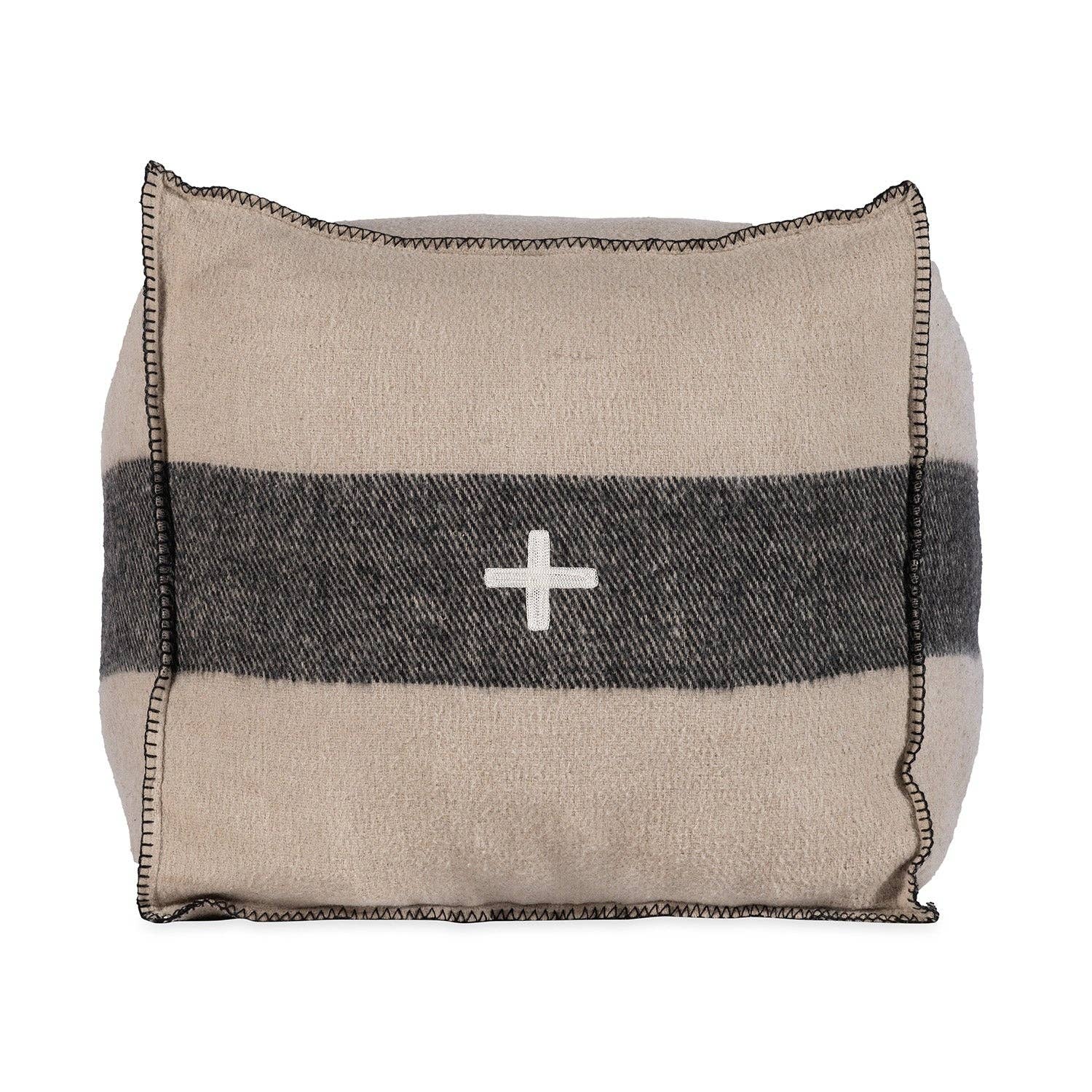 Swiss Army Pouf - Cream & Black