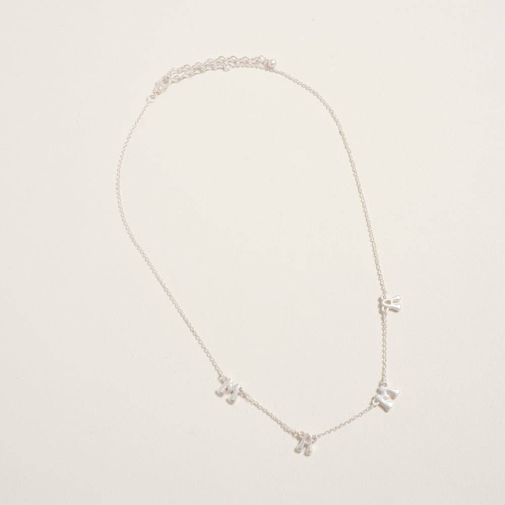 16 Inch Metal Puffy Mama Charm Mom Mother Ma Chain Necklace