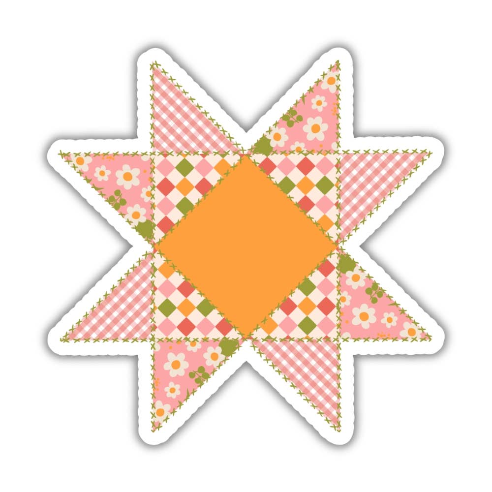 Pink and Orange Barn Quilt Patch Sticker