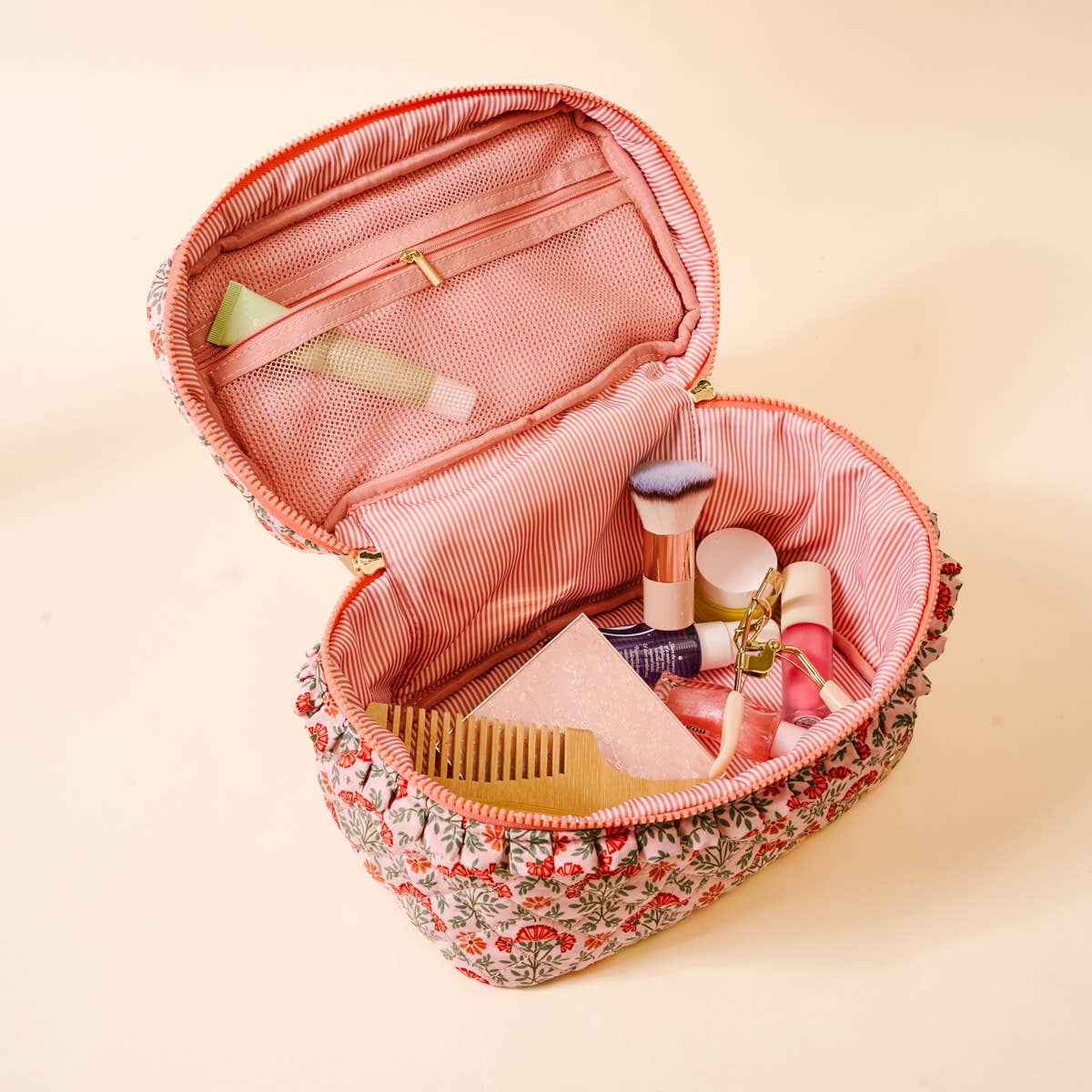 Glam & Go Quilted Cosmetic Bag – Everbloom Dusty Rose