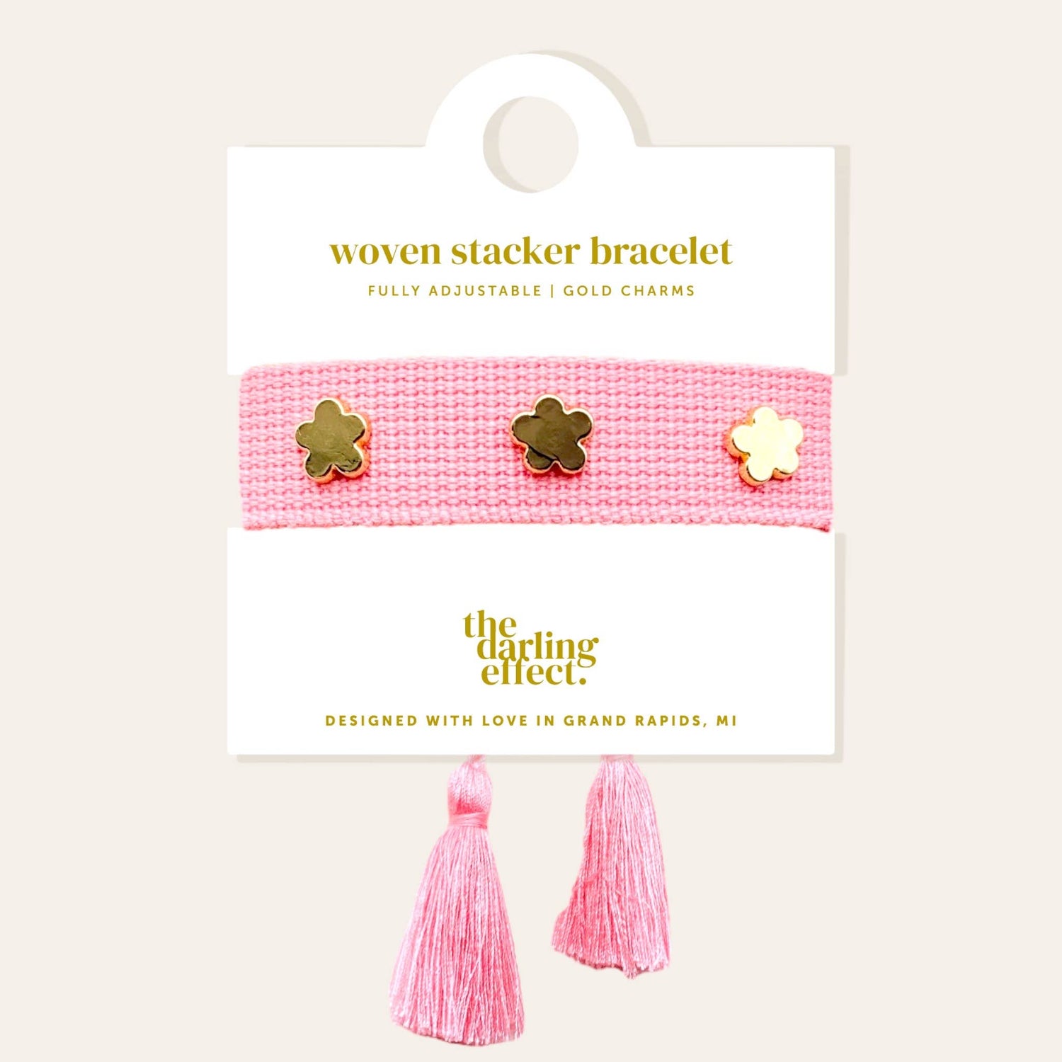 Woven Stacker Bracelet - Pink