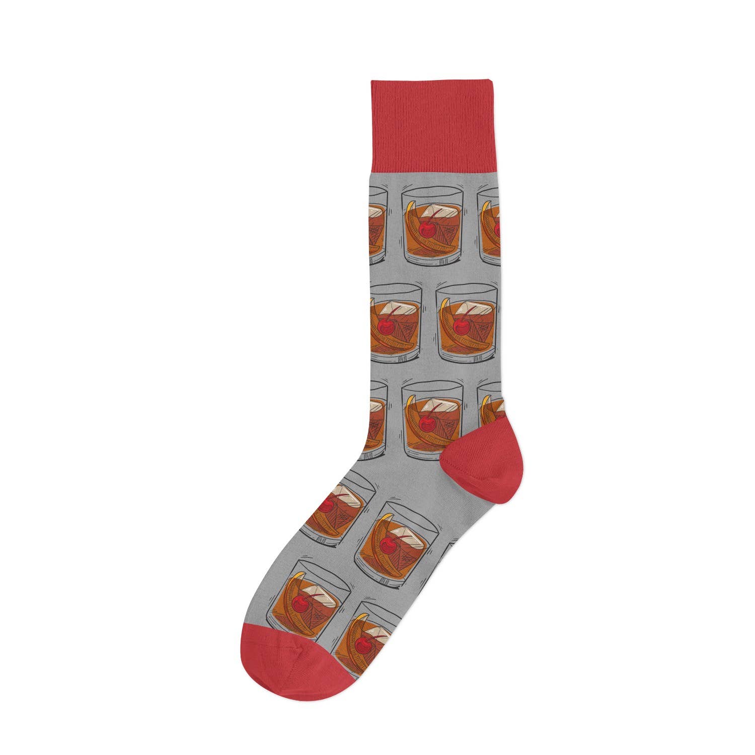 Old Fashioned Bourbon Whiskey Grey Socks