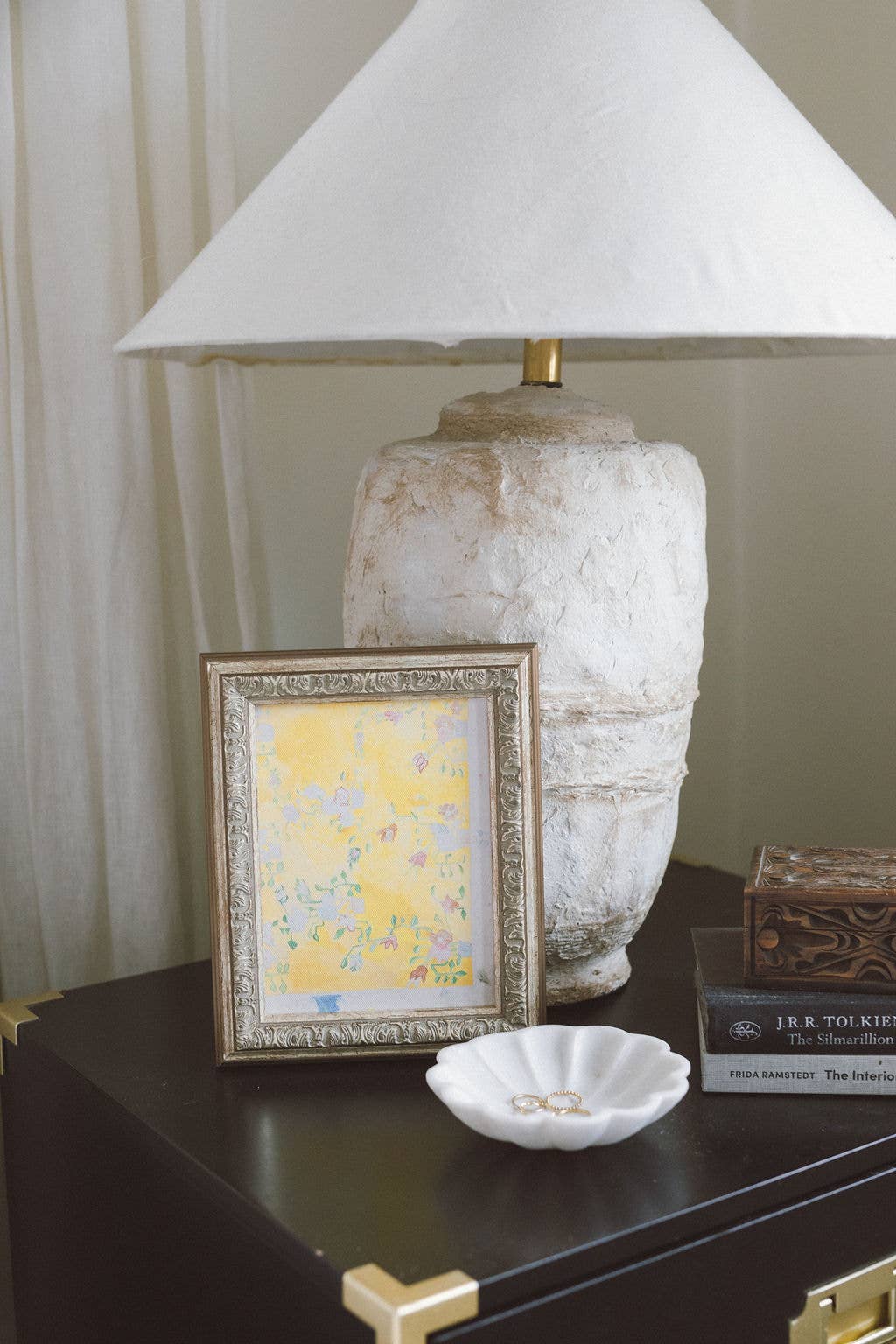 Yellow Pattern Framed Antique Art
