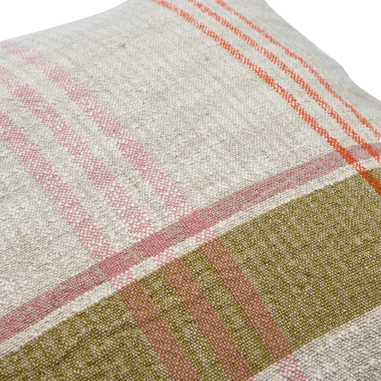 Woven Cotton & Linen Plaid Pillow