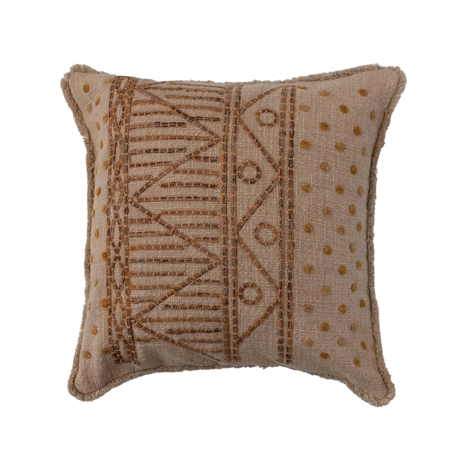 Cotton Pillow with Embroidered Pattern