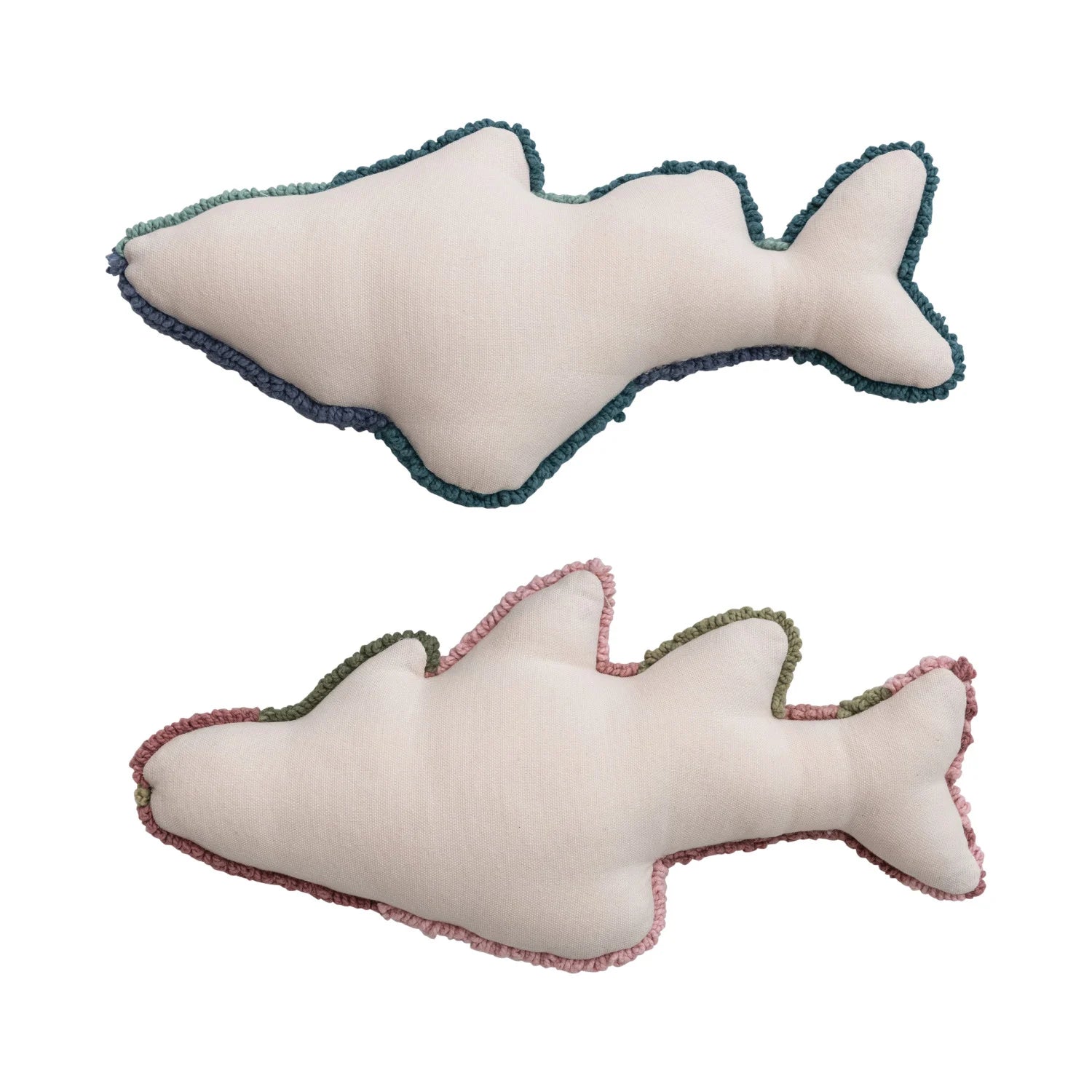 Woven Cotton Tufted Fish Shaped Pillow