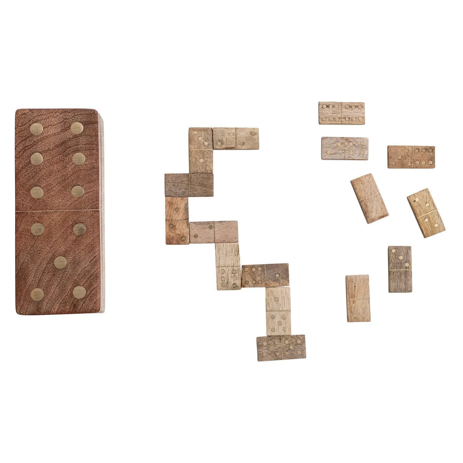 Handmade Mango Wood & Inlaid Brass Dominoes