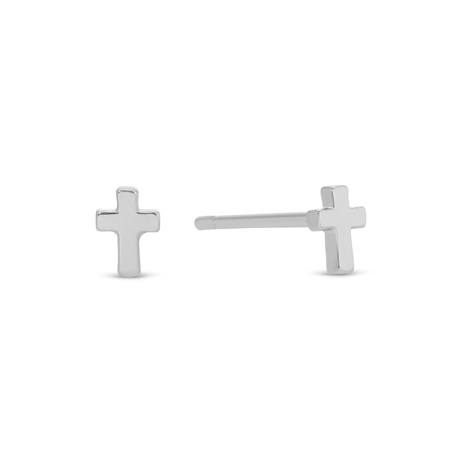 Small Silver Cross Stud Earrings
