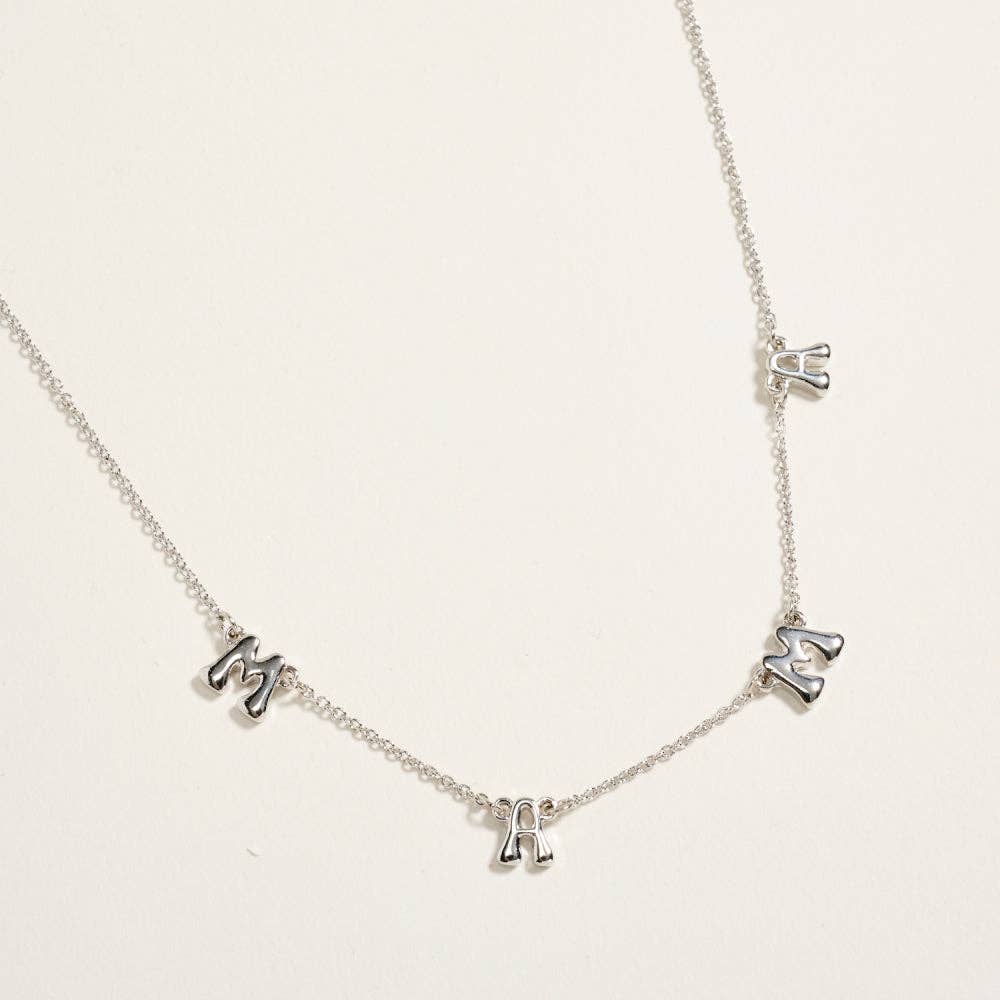 16 Inch Metal Puffy Mama Charm Mom Mother Ma Chain Necklace