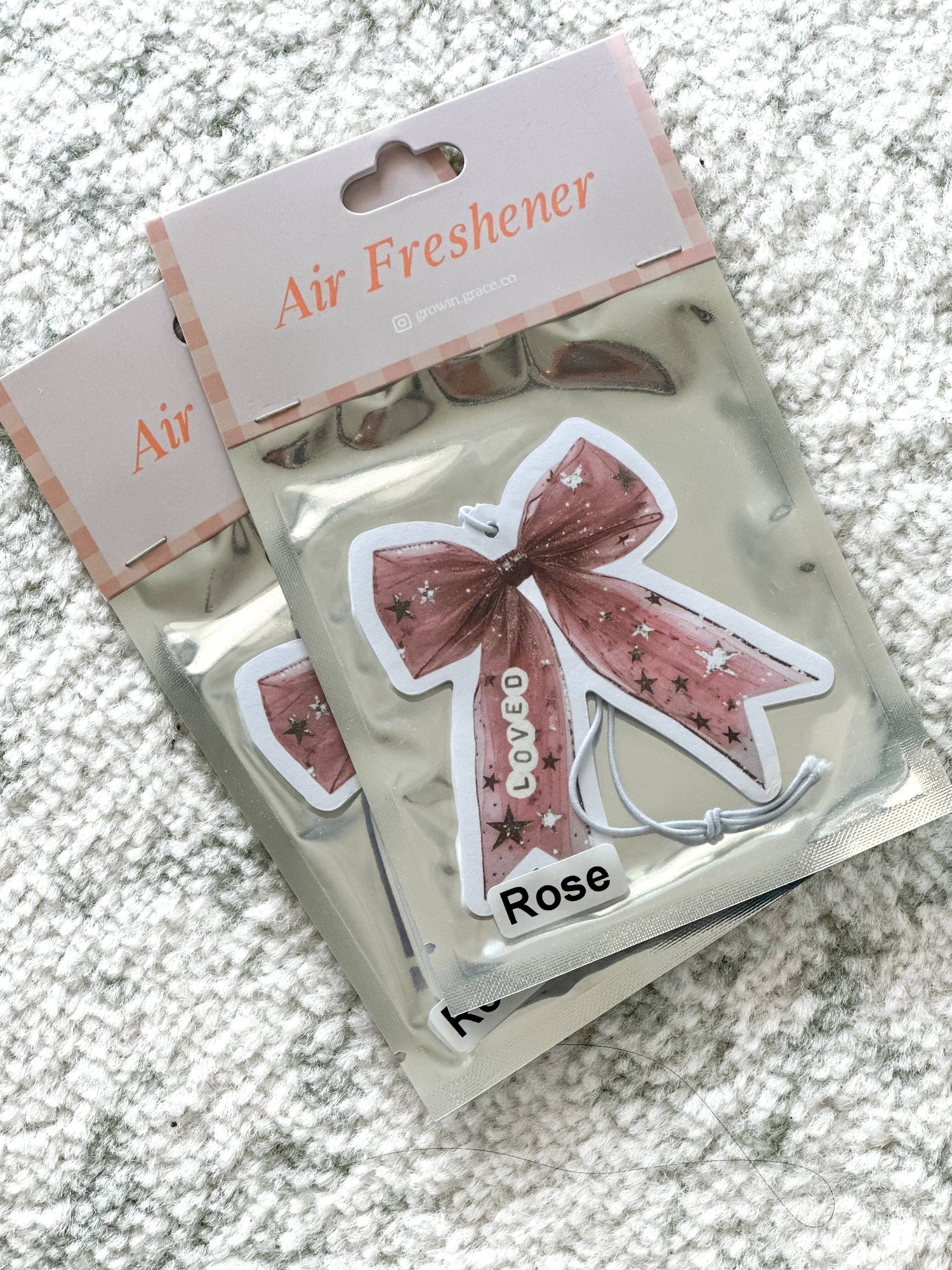 Pink Bow "Loved" Air Freshener