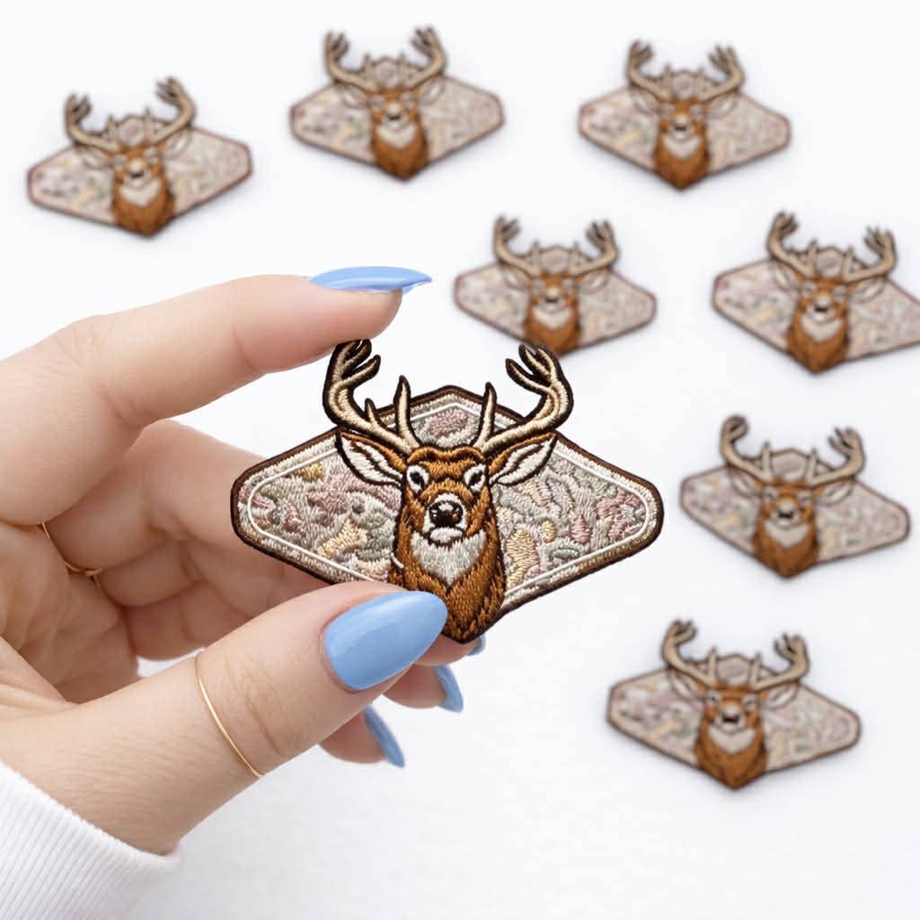 Deer Camo Embroidered Iron On Patch