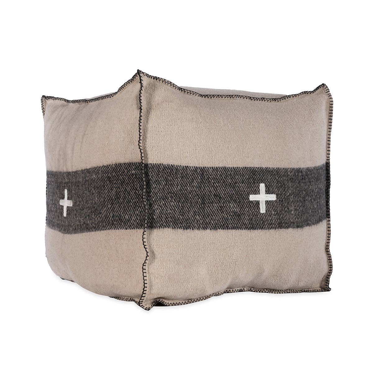 Swiss Army Pouf - Cream & Black