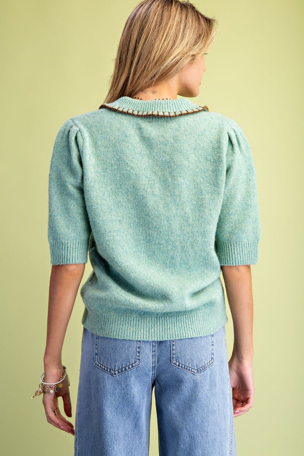 Short Sleeve Knitted Sweater Top