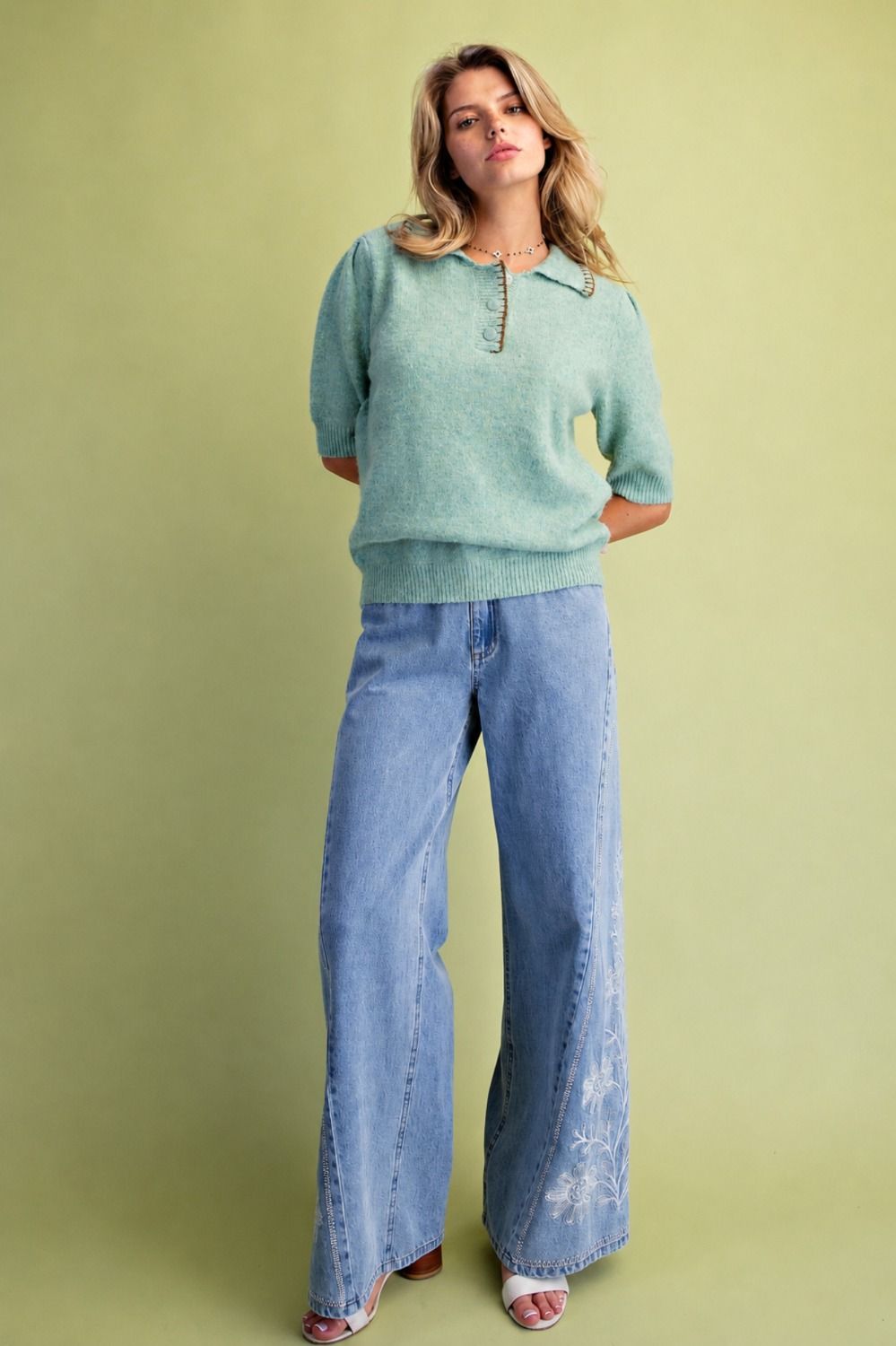 Short Sleeve Knitted Sweater Top